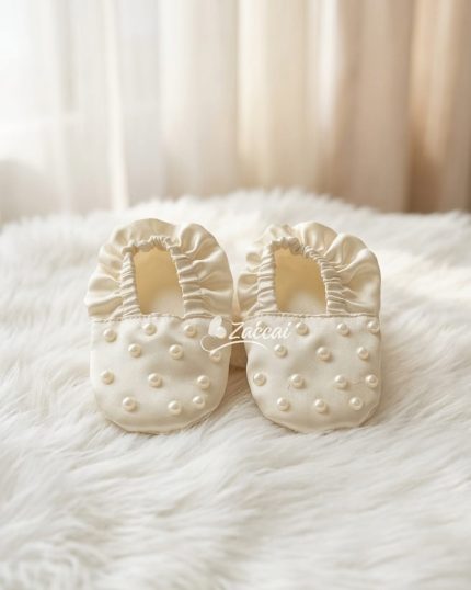 Beaded Satin Booties